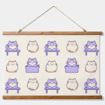 Chat Chonky Lavande Mignon Pastel Toile Prin