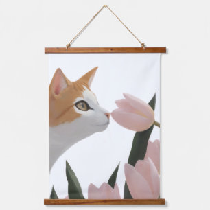 Tapisserie Suspendue Chat curieux Floral de printemps
