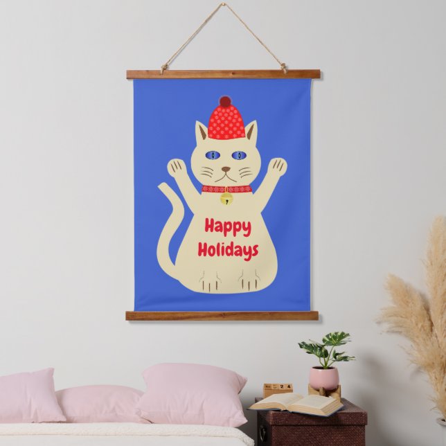 Tapisserie Suspendue Chat de Noël sur mesure (Chambre à coucher)