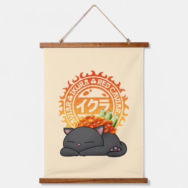 Tapisserie Suspendue Chat de Sushi Roe Saumon Ikura (Recto)