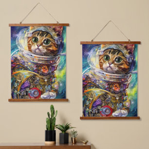 Tapisserie Suspendue Chat spatial futuriste