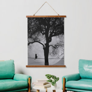 Tapisserie Suspendue Chat sur une Pleine lune de fil