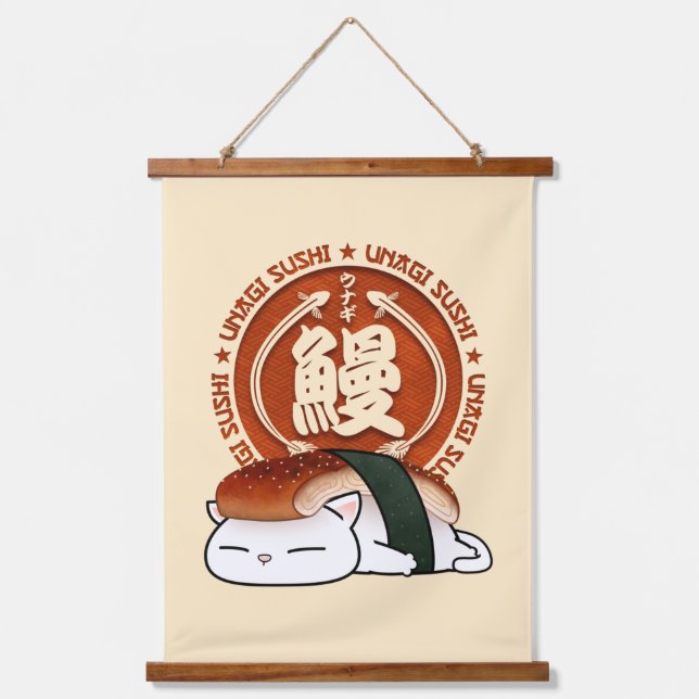 Tapisserie Suspendue Chat Unagi Eel Sushi (Recto)