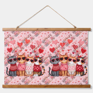 Tapisserie Suspendue Chats de la Saint-Valentin mignons avec des lunett