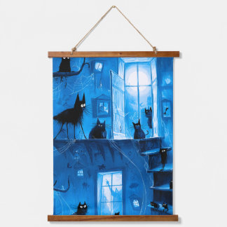 Tapisserie Suspendue Chats noirs gothiques fantaisistes d'Halloween eff