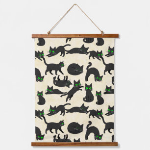 Tapisserie Suspendue Chats noirs Yeux verts Adorables chatons Crème cha