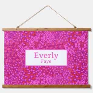 Tapisserie Suspendue Chaud rose personnalisé bébé Nom de fille Décor de