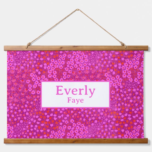 Tapisserie Suspendue Chaud rose personnalisé bébé Nom de fille Décor de (Devant)