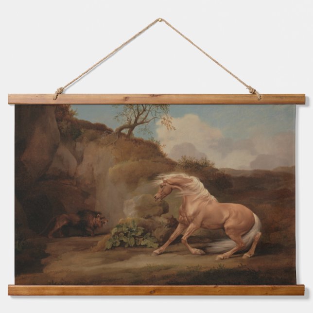 Tapisserie Suspendue "Cheval effrayé par un lion" par George Stubbs art (Devant)