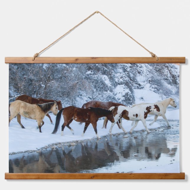 Tapisserie Suspendue Chevaux traversant le ruisseau (Devant)