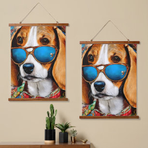 Tapisserie Suspendue Chien beagle avec lunettes de soleil