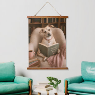 Tapisserie Suspendue Chien de lecture mignon Illustration de bibliothèq