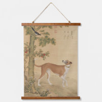 Chien Lévrier Chinois Vintage et Art d'Oiseau