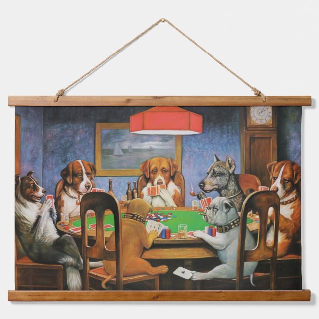 Tapisserie Suspendue Chiens jouant au poker par C.M. Coolidge (Devant)