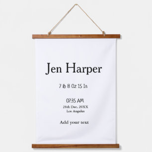 Tapisserie Suspendue Chiffres de naissance bébé ajouter nom lieu date d