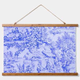 Tapisserie Suspendue Chinoiserie Toile Blanc Bleu Français Style Rustiq
