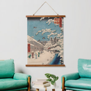 Tapisserie Suspendue Chinoiserie Ukiyo-e Paysage japonais d'hiver ennei