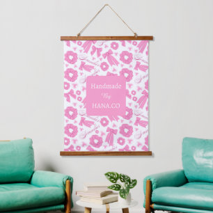 Tapisserie Suspendue Chouchous Rose Motif Féminin Accessoire de Cheveux