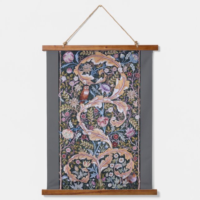 Tapisserie Suspendue Chouette et fleurs, William Morris (Recto)