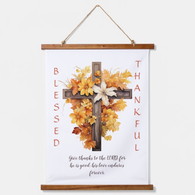 Tapisserie Suspendue Christian Automne Floral Cross Thanksgiving (Recto)