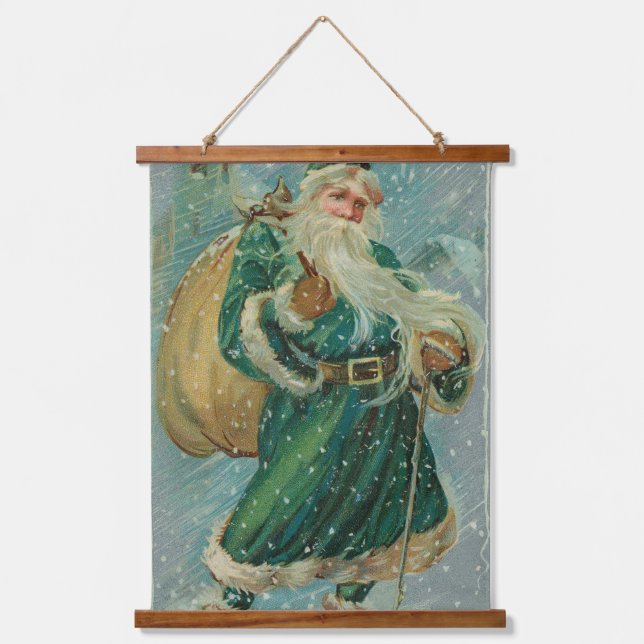 Tapisserie Suspendue Christmas Greetings-Retro Santa Claus Postcard (Recto)