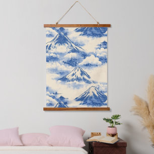 Tapisserie Suspendue Ciel rêveur bleu montagnes enneigées motif panoram