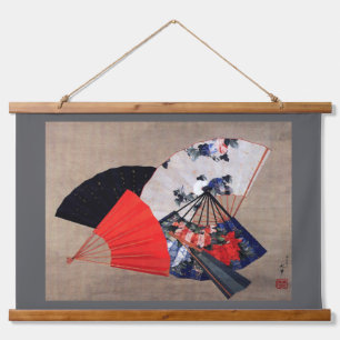 Tapisserie Suspendue Cinq fans japonais, Hokusai, Ukiyoe