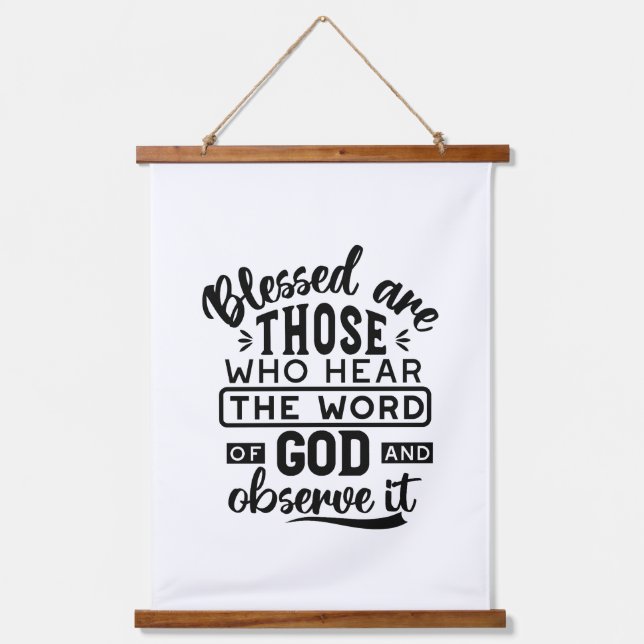 Tapisserie Suspendue Citations sur les Bienheureux qui Écoutent la Paro (Recto)