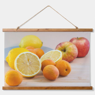 Tapisserie Suspendue Citron avec abricots et pommes Photographie culina