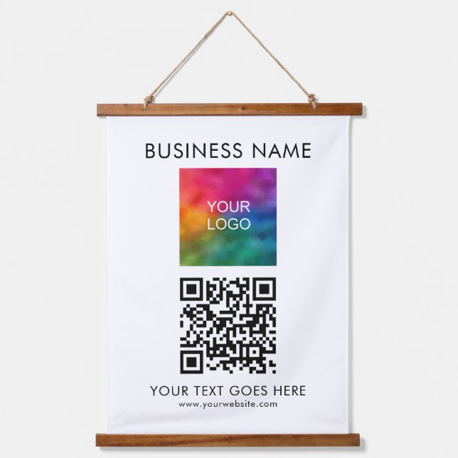 Tapisserie Suspendue Client Entreprise Logo Texte Code QR (Recto)