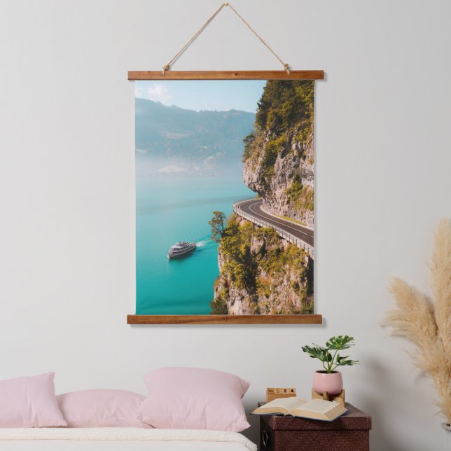 Tapisserie Suspendue Cliffside Escape – Coastal Road & Turquoise Waters (Chambre à coucher)