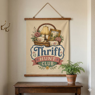 Tapisserie Suspendue Club de chasse aux bonnes affaires Cottagecore vin
