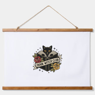 Tapisserie Suspendue Club de sorcière de livre Chat Logo