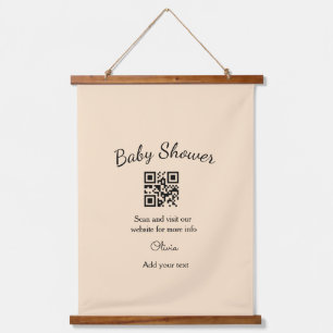 Tapisserie Suspendue Code QR simple pour baby shower avec nom et texte