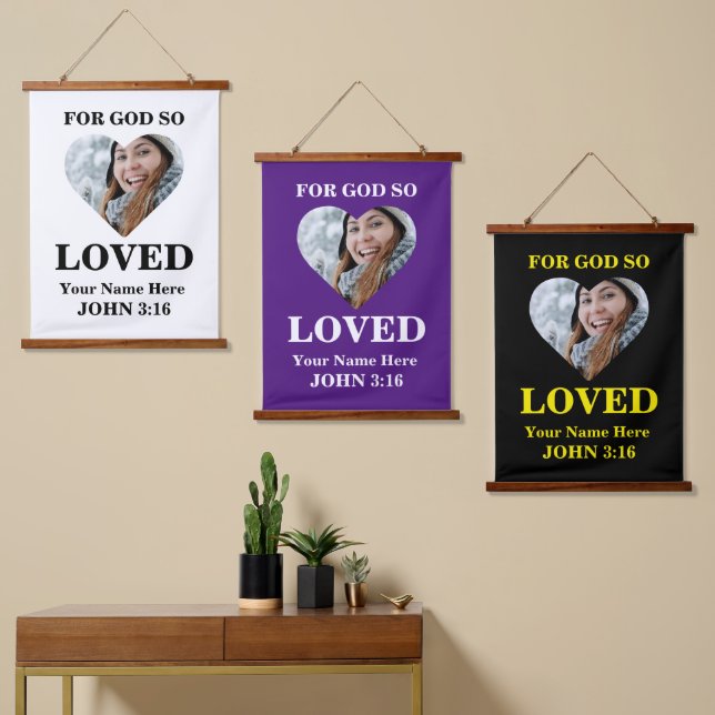 Tapisserie Suspendue Coeur personnalisé Bible Verse John Christian phot (Asymétrique)