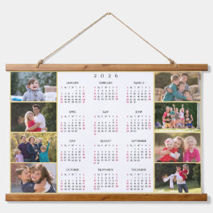 Tapisserie Suspendue Collage de 8 photos personnalisé Calendrier famili