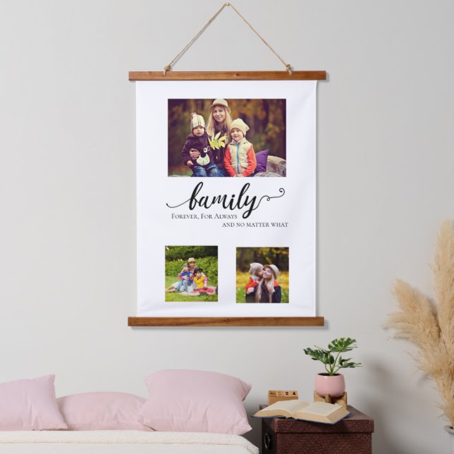 Tapisserie Suspendue Collage Familial 3 Photo Pour Toujours Citer (Chambre à coucher)