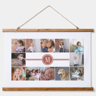 Tapisserie Suspendue Collage photo de 12 photos en terre cuite monogram