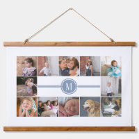 Collage photo de 12 photos monogramme bleu poussié