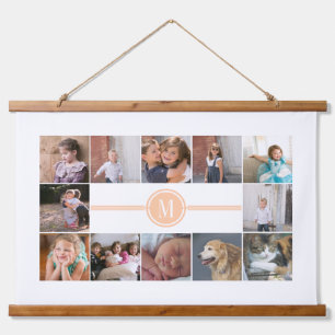 Tapisserie Suspendue Collage photo de 12 photos monogramme de pêche