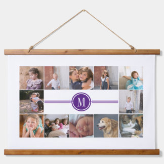 Tapisserie Suspendue Collage photo de 12 photos monogramme violet