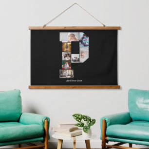 Tapisserie Suspendue Collage photo P en lettres noires et blanches