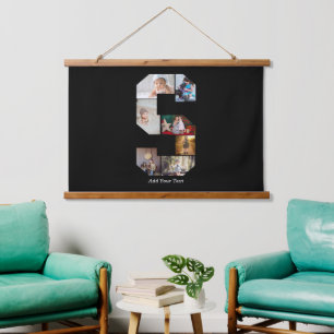 Tapisserie Suspendue Collage photo S en lettres noires et blanches