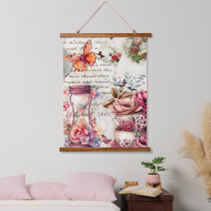 Tapisserie Suspendue Collage vintage aquarelle