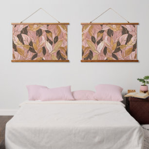 Tapisserie Suspendue Collection de Feuilles de Boho Rouge Rose Populair