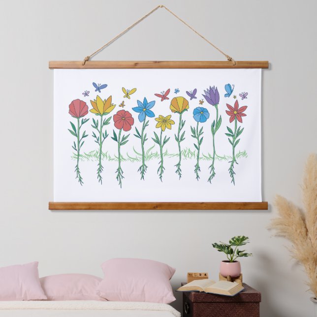 Tapisserie Suspendue Conception de fleurs en croissance (Chambre à coucher)