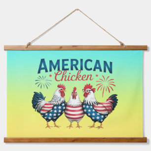 Tapisserie Suspendue Conception de poulet américain patriotique du 4 ju
