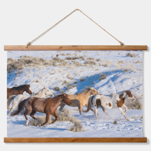 Tapisserie Suspendue Conduite de chevaux en hiver au Hideout Ranch