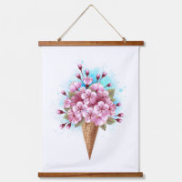 Cône rose Sakura crème glacée gaufre