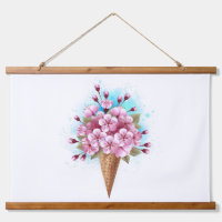 Cône rose Sakura crème glacée gaufre